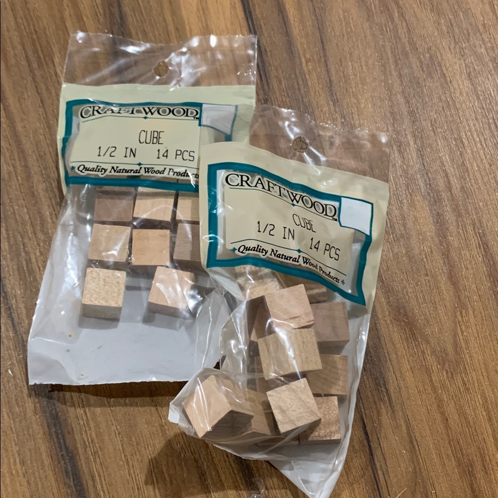 Vintage Wooden 1/2” crafting blocks of wood 2 packs of 14 each